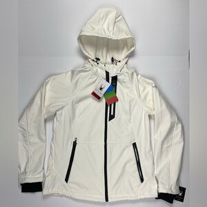 Spyder Women's Alyce Full Zip Soft Shell Hooded Jacket Size L White NEW